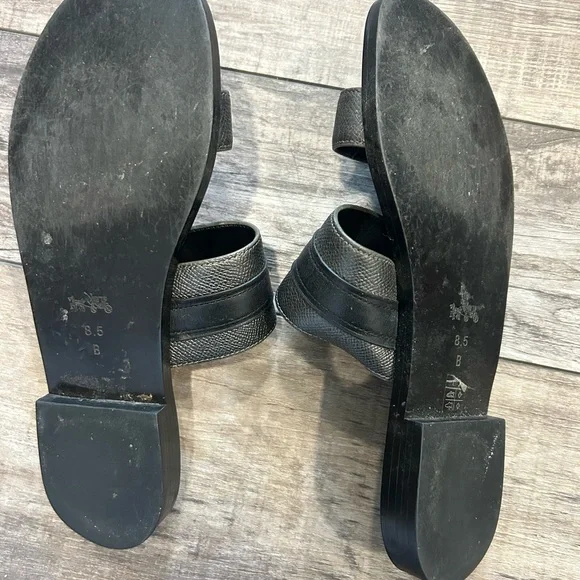 Coach Black Leather Slide‎ Sandals - Picture 2 of 8